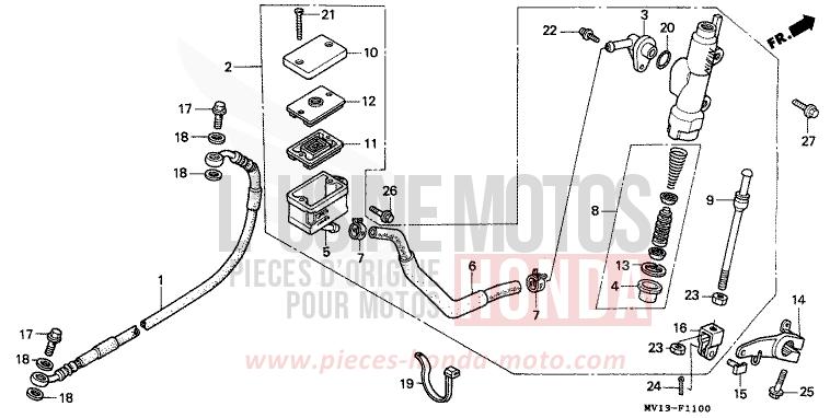 REAR BRAKE MASTER CYLINDER for Africa Twin 750 SHASTA WHITE (NH138H) from 1992